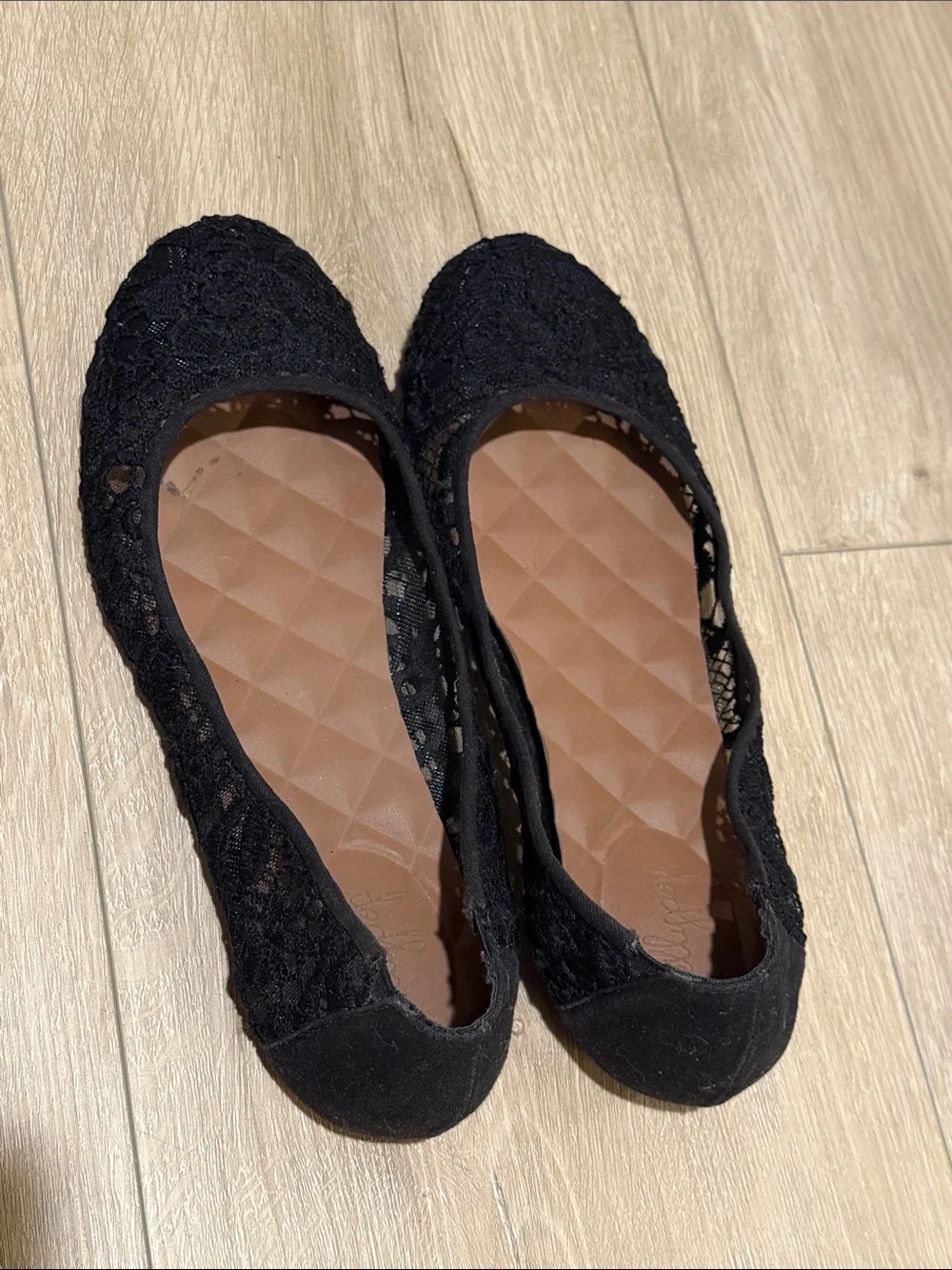 Jellypop Black Lace Quilted Insole Ballet Flats